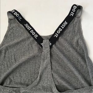 Nike Dri Fit Athletic Tank Top Logo Racer Stretch Straps Large Gray